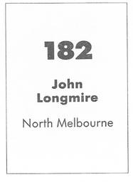 1990 Select AFL Stickers #182 John Longmire Back